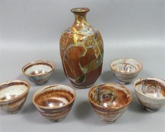 Makoto Yabe art pottery saki set