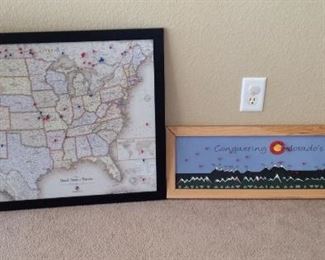  Magnetic Pinboard United States Map and Colorado 14ers Map