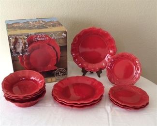 Pioneer Woman Red Stoneware Dinnerware Set of (12)