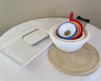 Pampered Chef Mixing Bowls and Strainers, Cutting Boards, Pizza Stone, Measuring Cups and more