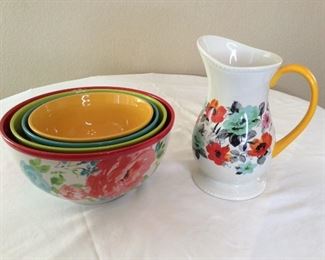 The Pioneer Woman Mixing Bowls and Pitcher