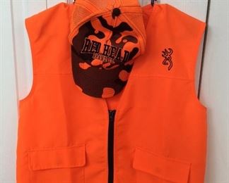 Browning Hunting Vest and Red Head Orange Hat