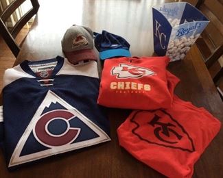 Colorado Avalanche Jersey and Hat, Kansas City Royals Wastebasket, and More