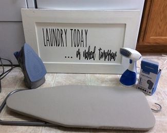 Laundry Room Essentials and Wood Sign