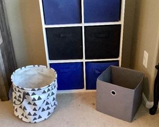 White Bookcase with Canvas Organizers