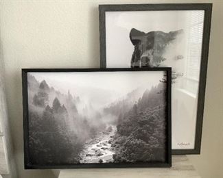 (2) Black and White Mountain Themed Art