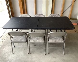 Sudden Comfort Folding Chairs (6) and Folding Table