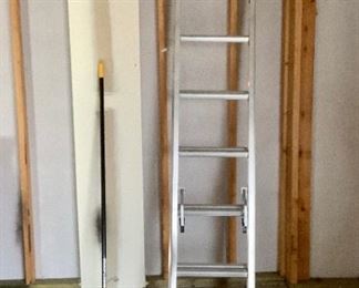 Werner Aluminum 16' Extension Ladder and Push Broom