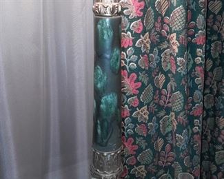 Green Faux Stone & Brass Lamp