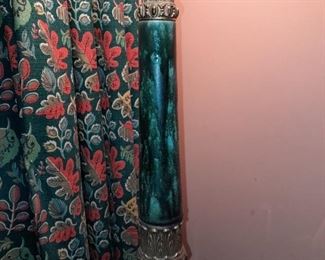 Green Faux Stone & Brass Lamp