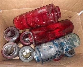 Antique Religious Glass Candle Jars