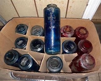Antique Religious Glass Candle Jars