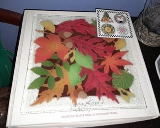 Peggy Carr Glass Fall Themed Plate W/ Box