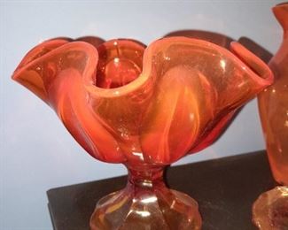 Vintage Mid-Century Orange Art Glass