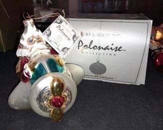 Santa In Airplane Polonaise By Kurt S. Adler Glass Ornament