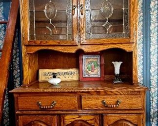 Leaded Glass China Hutch