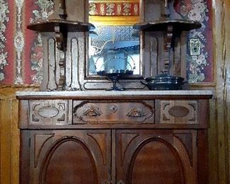 Victorian Furniture, marble top mirrored side board