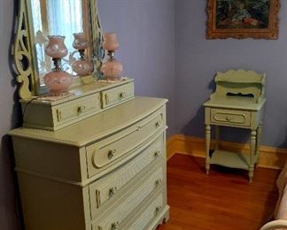 Victorian furniture, painted dresser and side table