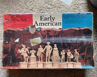 Patriotic Chess Set--Box Shows Age but Pieces are Perfect!