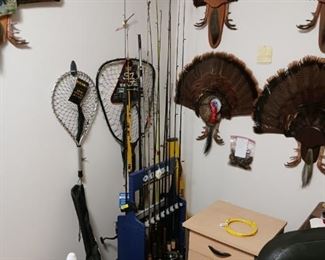 Turkey trophies Taxidermy fishing rods and other equipment