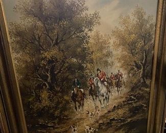 J. EDWARDS Original Oil Fox Hunt