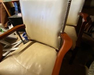 Leather Desk/Credenza Chairs w/ Brass Studs (We have 6 available)