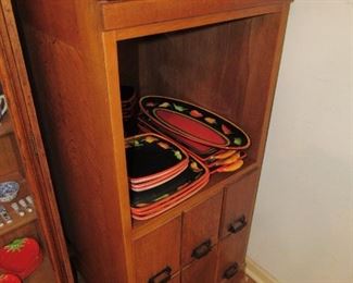 Oak cabinet with deep drawers