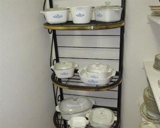Iron & brass rack with Corningware