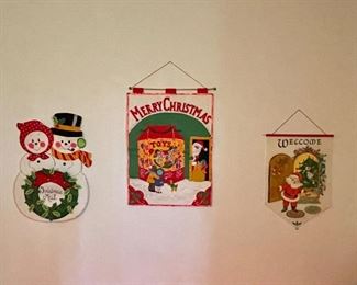 Vintage Felt and Sequins Christmas Wall Hangings 