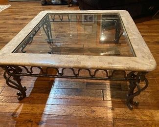 3’2” x 3’2”
Marble, glass & metal coffee table