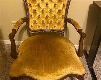 Vintage gold velvet queen Ann chair