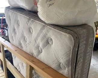 Full size bed, clean mattress & box, mattress cover
