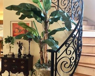 Large banana leaf silk tree in urn