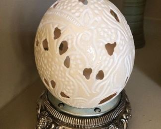 Carved African ostrich egg