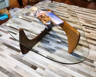 #GR3 - Buy It Now - $250.00
Noguchi-style glass top coffee table 15 1/2" H x 46" W x 44" D - Local Pickup Only
