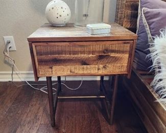MB6 - Buy It Now - $100.00 A Pair of distressed wood and iron nightstands - As Is 22" H x 19 /4" W x 17" D - Local Pickup Only