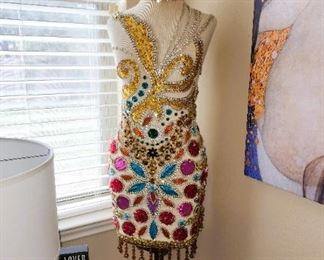 #MB11 - Buy It Now - $225.00 Ooh la la - beaded dress form 72" H - Local Pickup Only