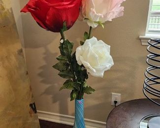 Fun oversized roses and vase