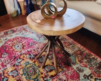 #LR2 - Buy It Now - $225.00 Tree trunk cross cut slab table 22" H x 21 1/2" Diameter - Local Pickup Only