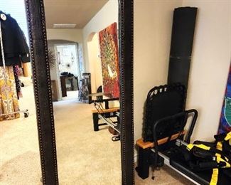 #D7 - Buy It Now - $150.00 Wall mirror in faux leather frame 69 1/2" H x 29 1/2" W Local Pickup Only