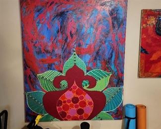 #D6 - Buy It Now - $200.00 Beautiful embellished oil on canvas 60" H x 48" W - Local Pickup Only