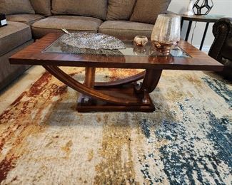 #D8 - Buy It Now - $225.00
Rectangular coffee table, 18 1/2" H x 48" W x 28" D and #D10 - Available for Pre-Sale Purchase - $95.00 Sedona area rug by Oriental Weavers, 5'4" W x 7'6" D Local Pickup Only
