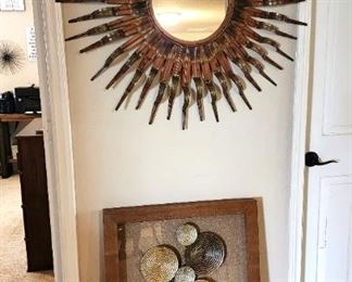 Metal art sun mirror Lower art piece has SOLD