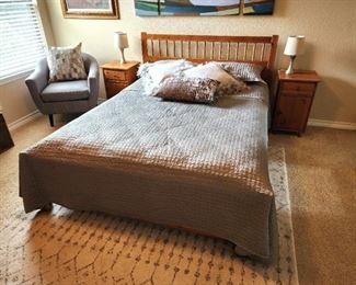 #SB6 - Buy It Now - $275 Pine queen bed, includes bedding Local Pickup Only