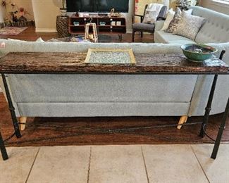 #GR14 - Buy It Now - $125.00
Metal sofa table 34" H x 73" W x 13 1/2" D - Local Pickup Only