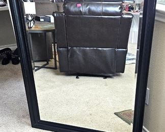 #D15 - Buy It Now - $125.00 Black wood frame well constructed mirror 41" H x 36" W - Local Pickup Only