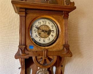 Antique Made in Germany wood pendulum clock