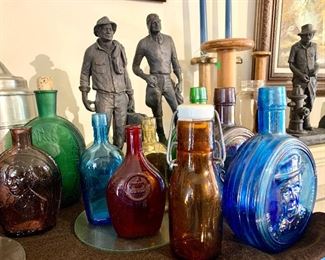Vintage colored glass Presidential bottles