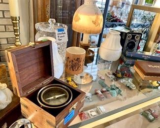 Antique Deco stone Italian small light fixture, Compass brass,  Vintage rare Trader Vic's Tiki Mug