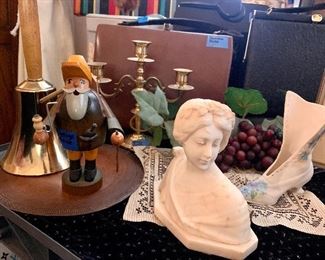 Erzgebirge Incense Burner, Alabaster Figurine, School Bell, Vintage Purses